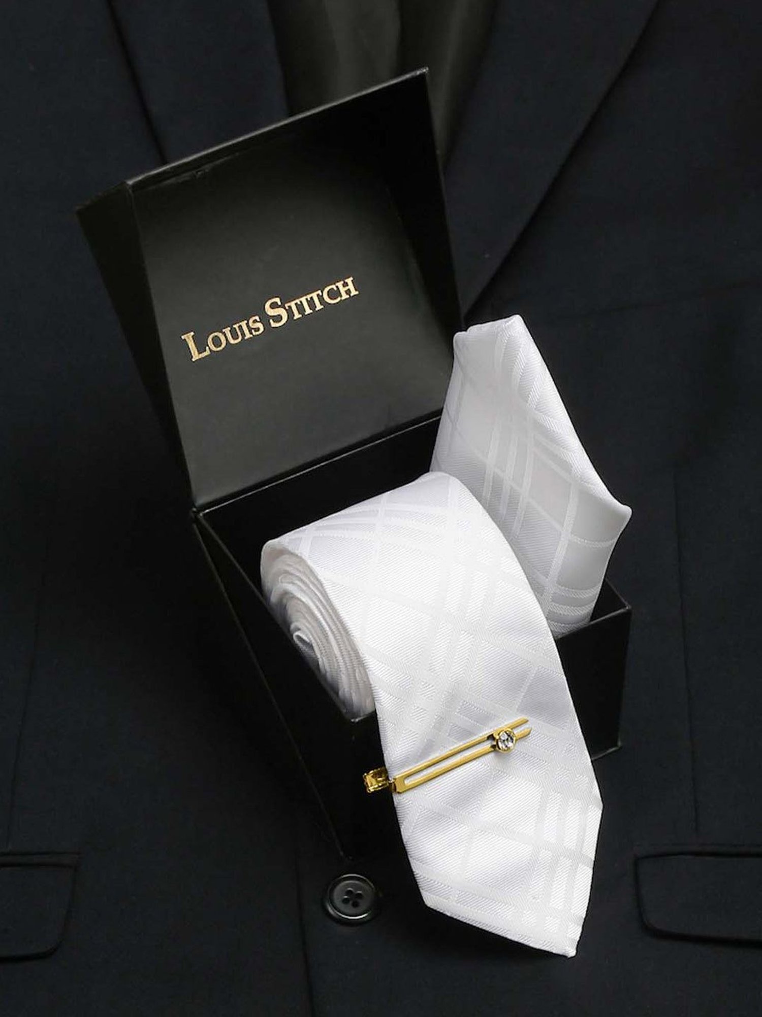 Louis Stitch Blue Printed Necktie Gift Set - Set of 3