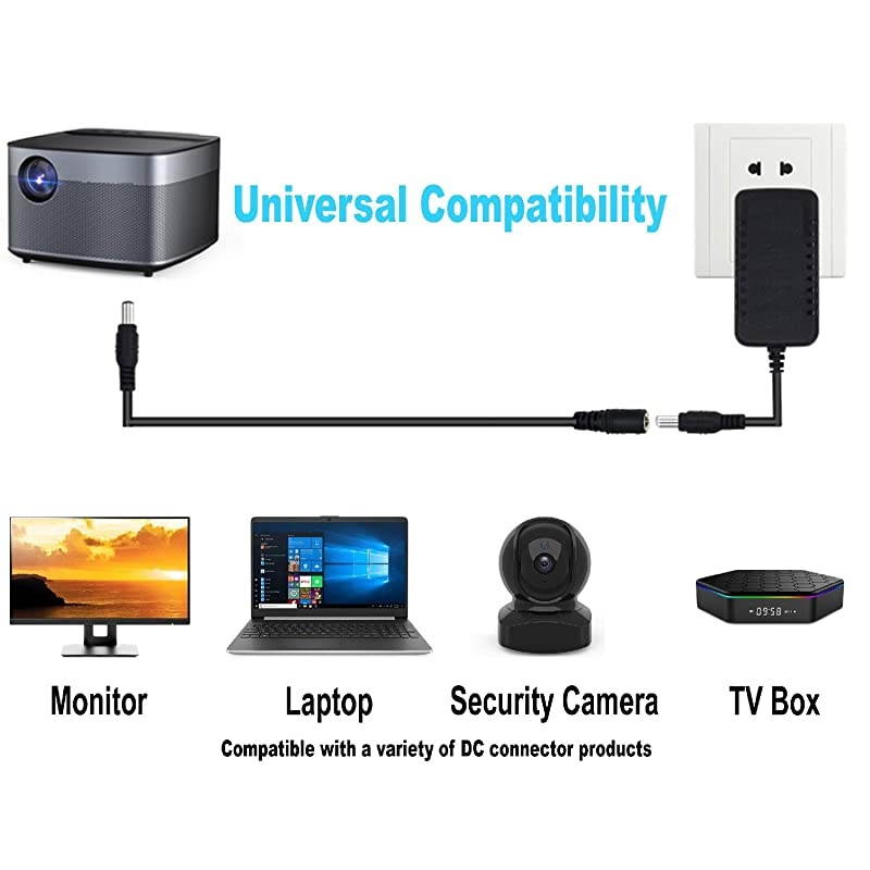 DC Power Cord,  10ft(3M) 2.1 mm x 5.5 mm Extension Cord for CCTV Security Cameras, WiFi Camera, LED Light Installations, IR Lights