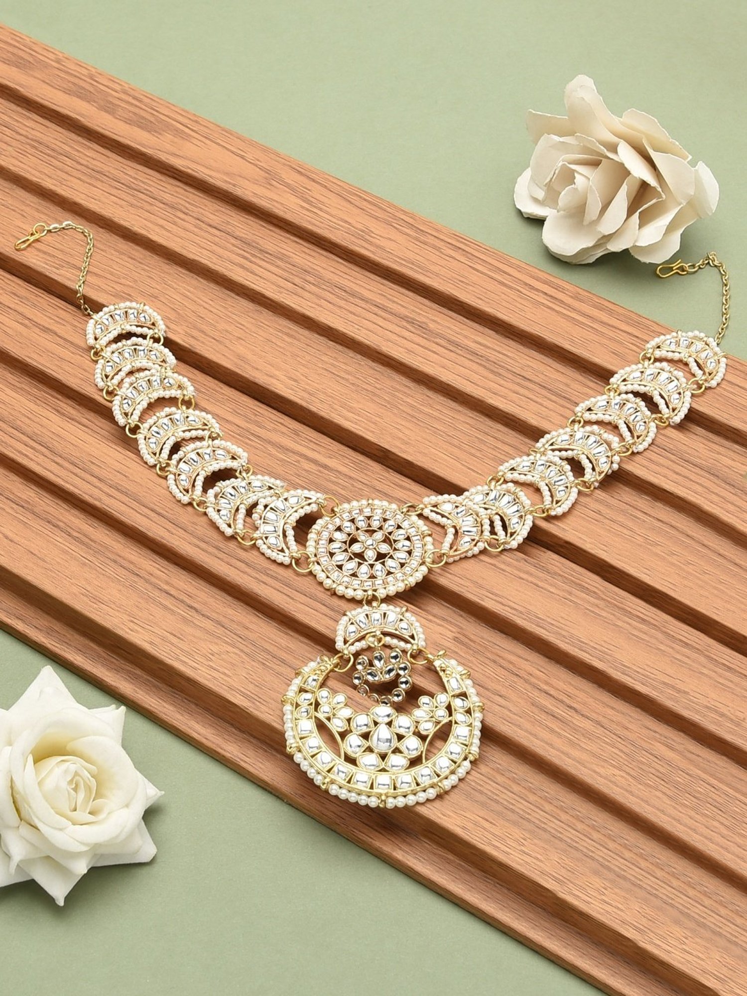 Zaveri Pearls Gold Tone Kundan Bridal MathaPatti Style Maangtikka-ZPFK13115