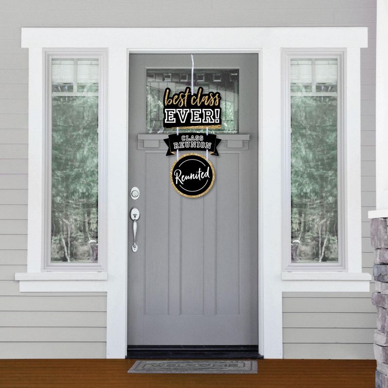 Big Dot of Happiness Reunited - Hanging Porch School Class Reunion Party Outdoor Decorations - Front Door Decor - 3 Piece Sign