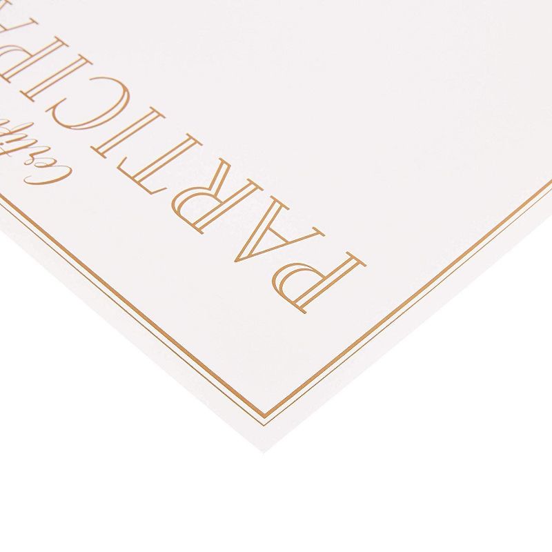 Best Paper Products 48-Pack Gold Foil Certificates of Participation Award Paper Sheets, A4 Letter Size 8.5 x 11 in