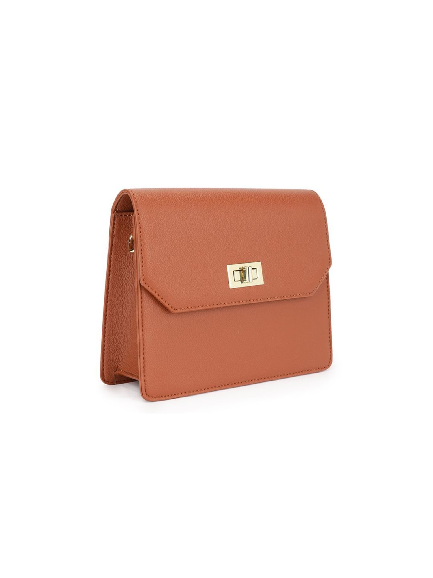 Tyra Lita Tan Solid Faux Leather Sling Handbag