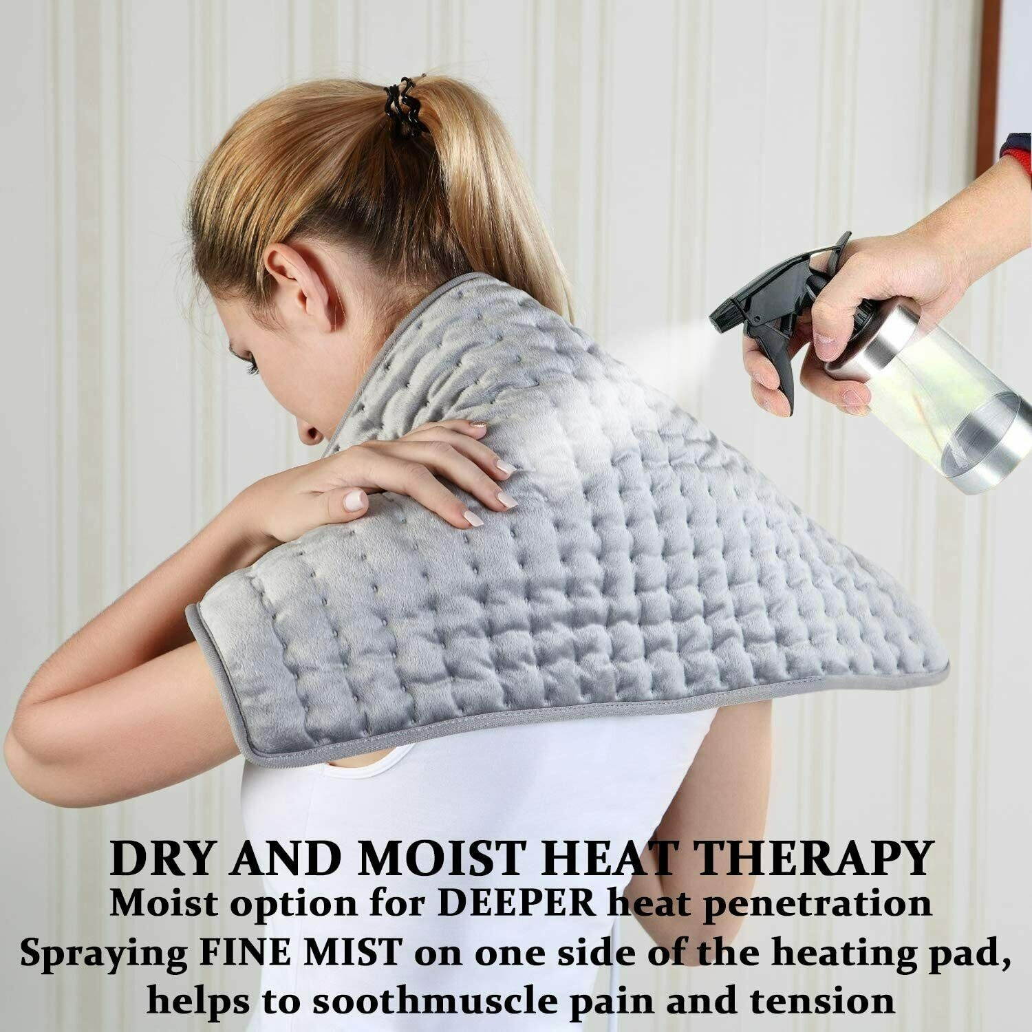 Electric Heating Pad for Back Pain Relief, Arealer Fasting Heating & 6 Temperature Modes & Auto Shut-Off & Washable Therapy Heared Blanket(Gray)