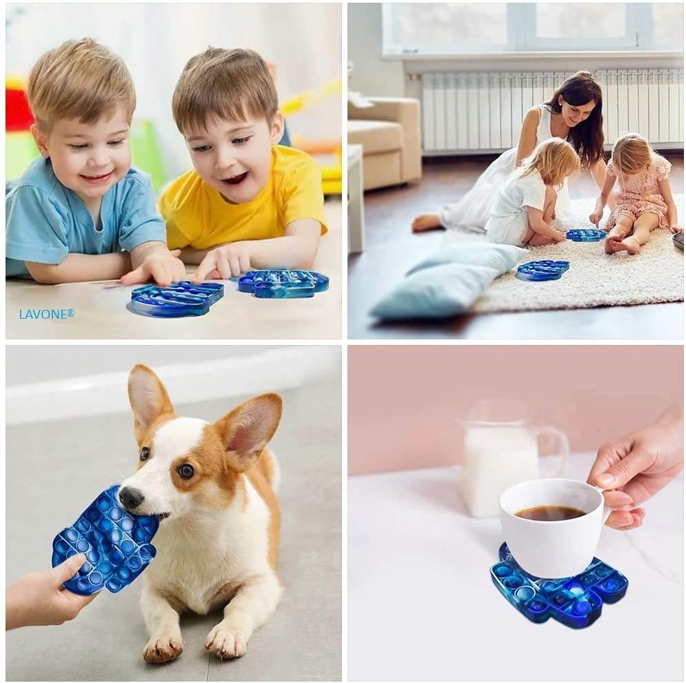 LAVONE Fidget Toys, Push Bubble Fidgets Sensory Toy, Pop Fidget Toy for Kids Adults, Silicone Stress Relief Toy - Blue