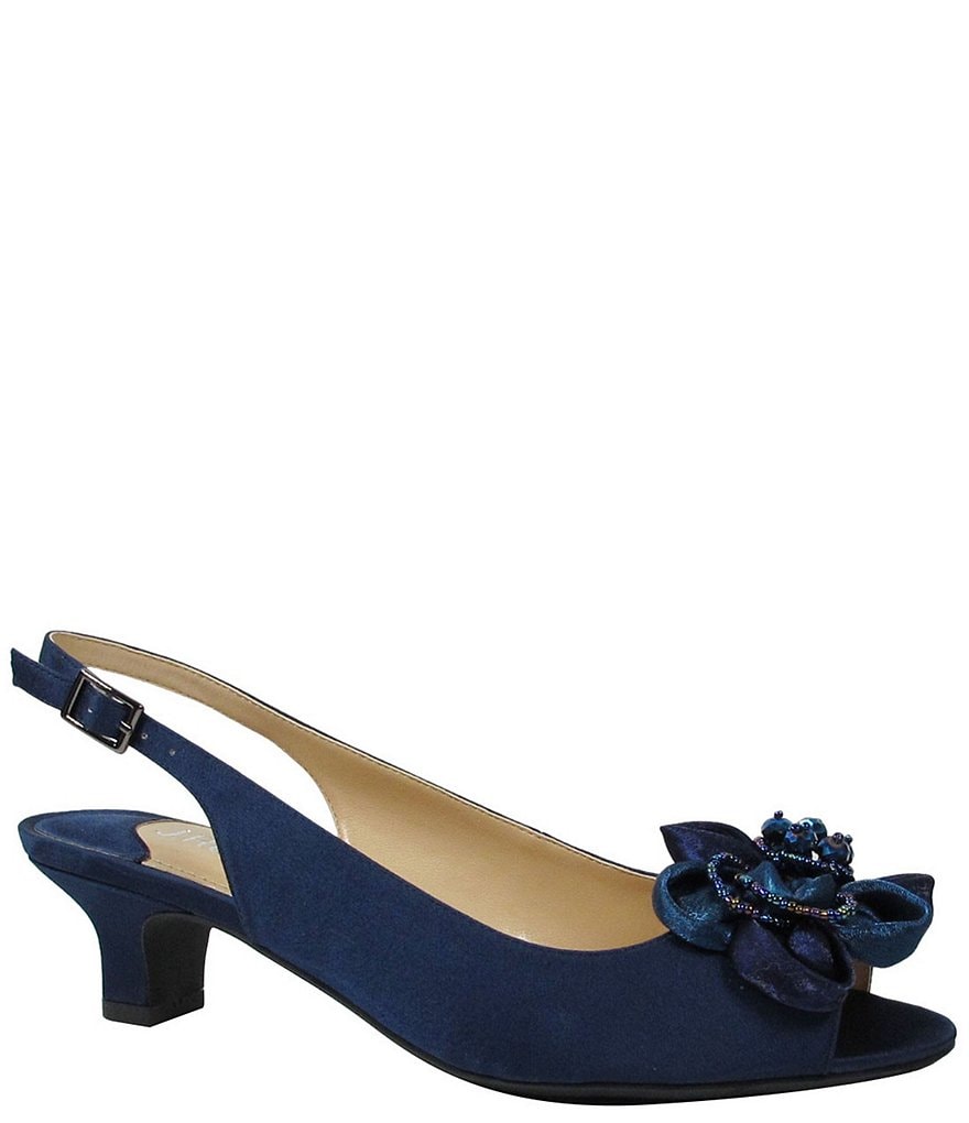 J. Renee Leonelle Embellished Bow Slingback Peep Toe Pumps