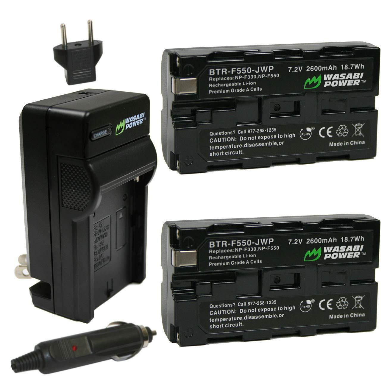 Wasabi Power Battery (2-Pack) and Charger for Sony NP-F330, NP-F530, NP-F550, NP-F570 and CN-160, CN-216, CN126 Series