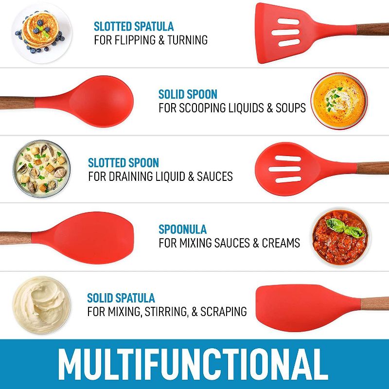 Zulay Kitchen Silicone Spatula - Christmas Red