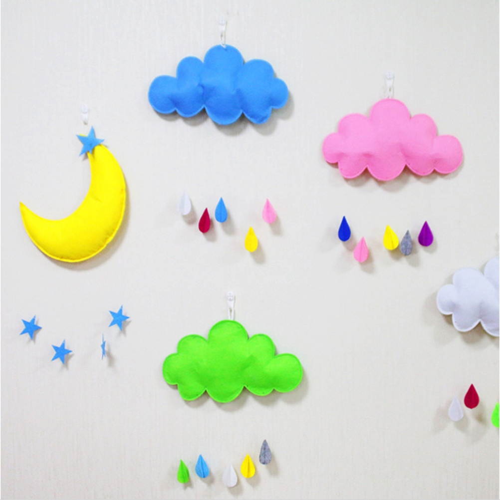 Baby Bedroom Decor Hanging Wall Sticker Kids Play Tent Decoration Props Toys Raining Clouds Water Drop Ornament