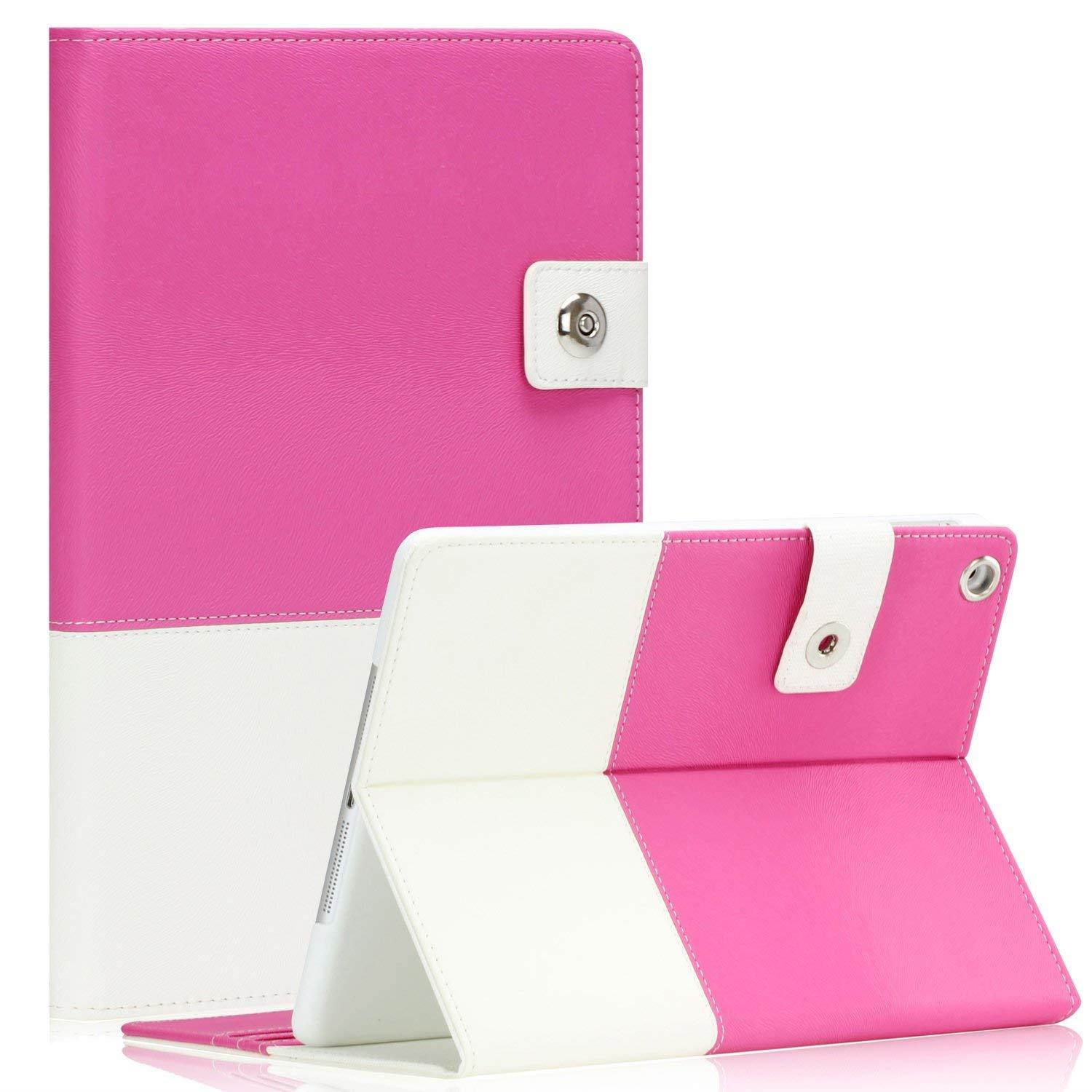 SAVEICON Pink Hybrid iPad Air 1 1st Gen PU leather Case Cover with Card Slots Auto Wake / Sleep Smart Cover Book Shell Stand for Apple iPad Air iPad Wifi 3G 4G LTE with Built-in Stand
