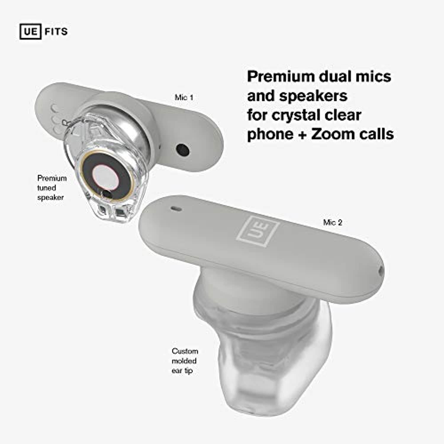 Ultimate Ears FITS True Wireless Bluetooth Custom Fit Earbuds, Premium Audio Quality, Passive Noise Cancelling Earphones, Rechargeable Headphones with 20 Hour Playtime, Sweat Resistant (G (985-001057)