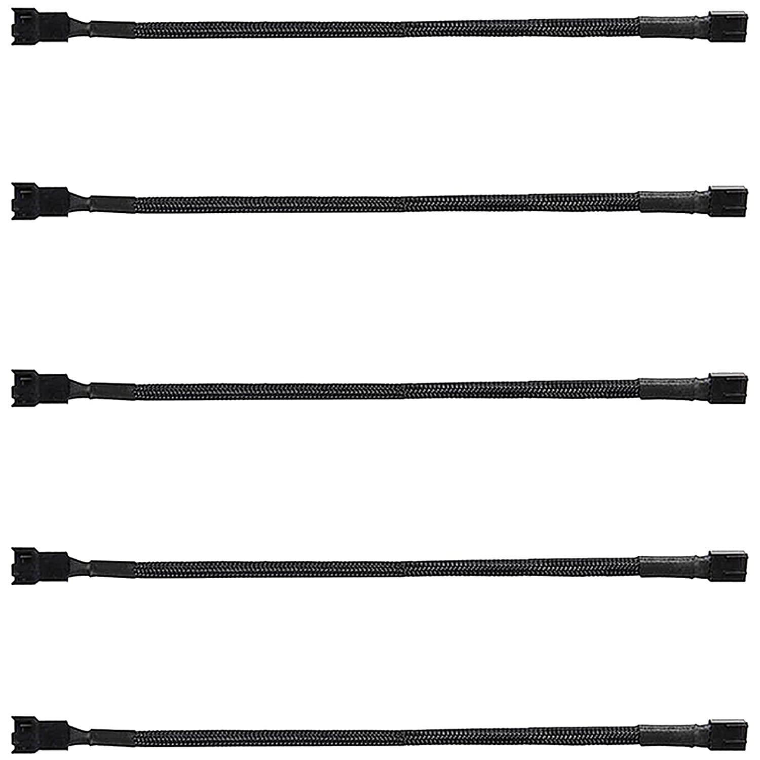 5 Pack 4-Pin PWM Fan Splitter Cable, Sleeved Braided Adapter Computer PC Fan Power Extension Cable Converter for Computer ATX Case 4-Pin/3-Pin Cooling Fan Cable (10.6")