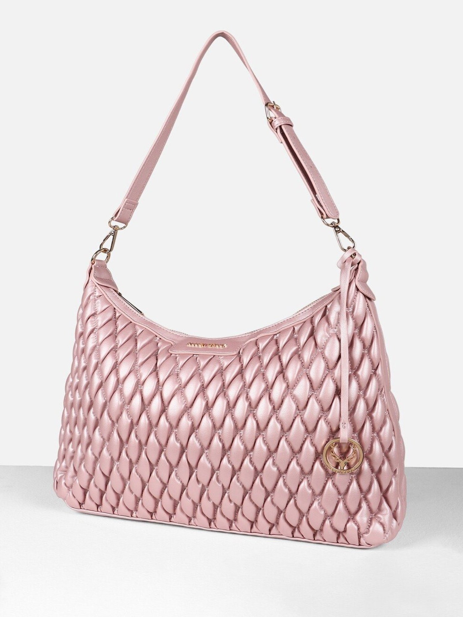 Allen Solly Pink Textured Medium Shoulder Handbag