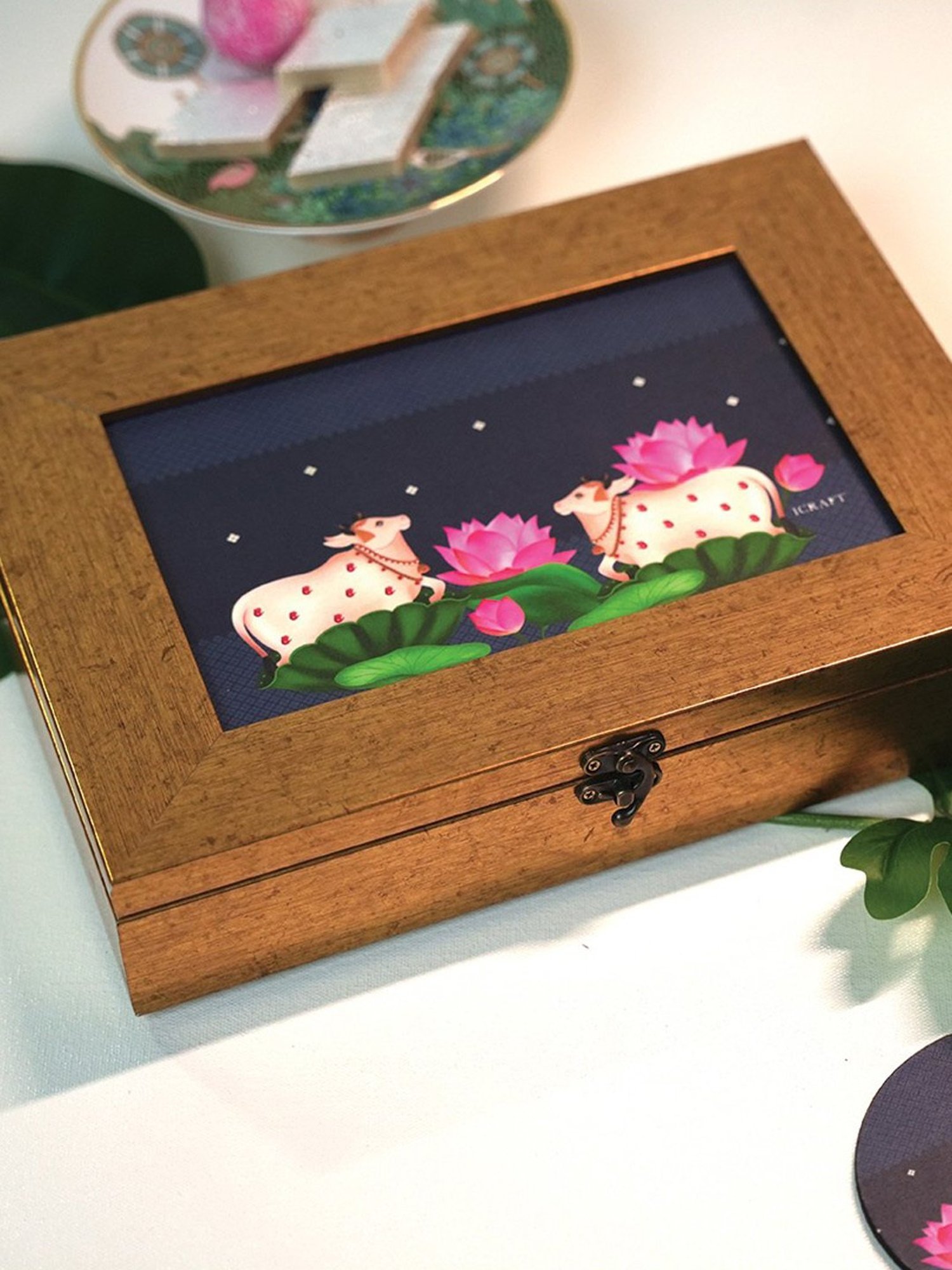 ICraft Multicolour MDF Board Neel Tea Box Large