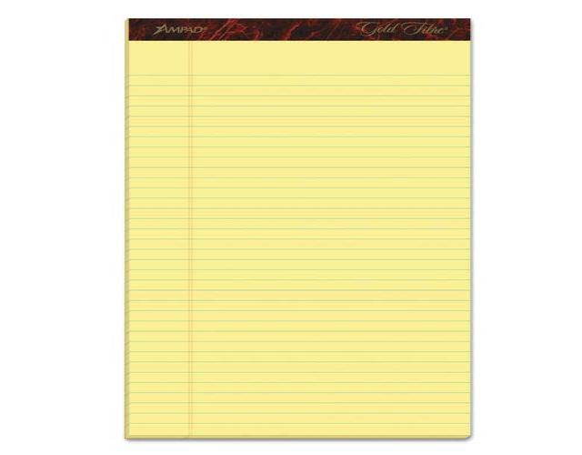 Gold Fibre Writing Pads, Legal/Wide Ruled, Legal, Canary, 50-Sheet Pads, Dozen