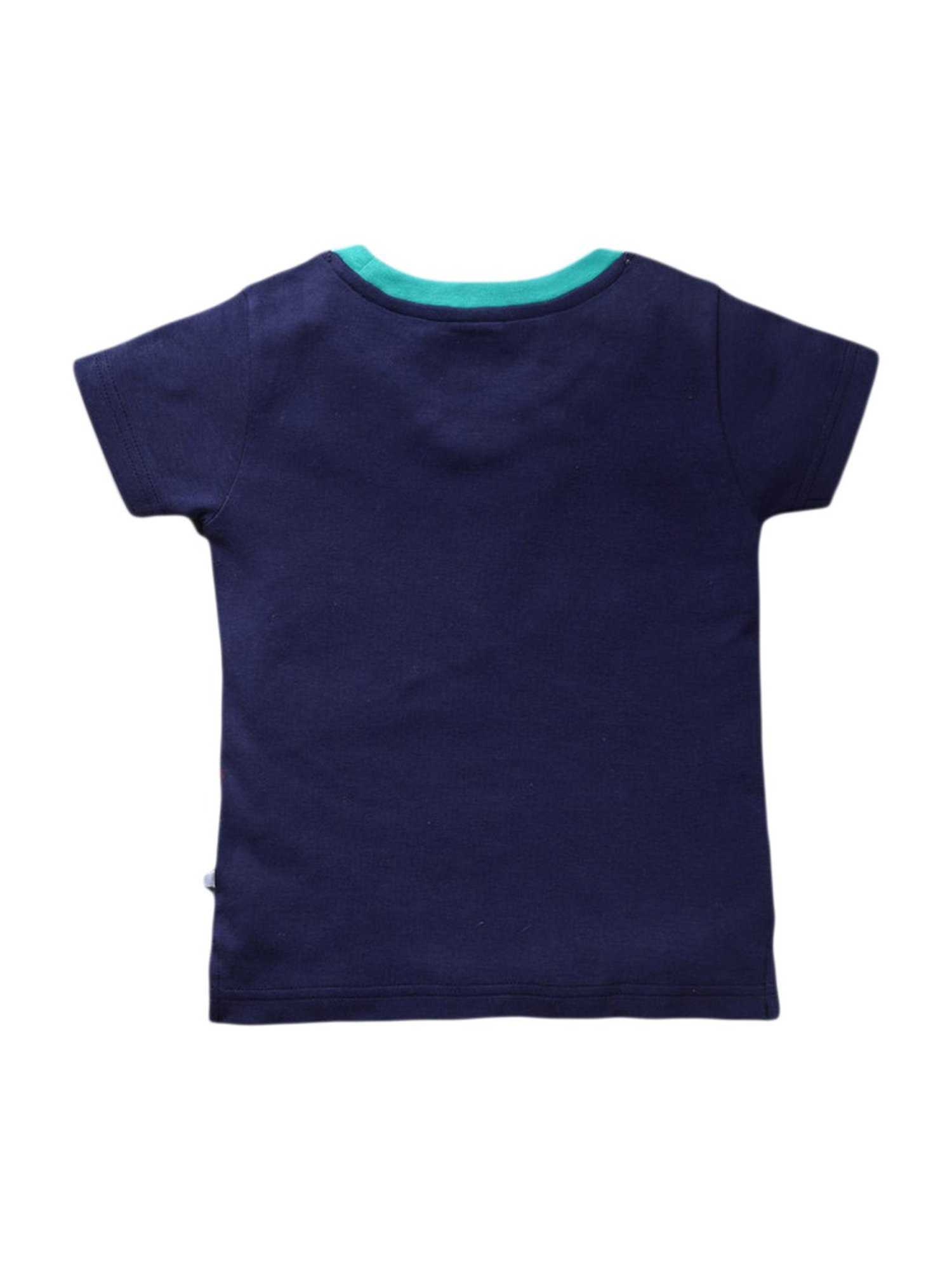 Pranava Boys Navy Cotton Patch Work T-Shirt