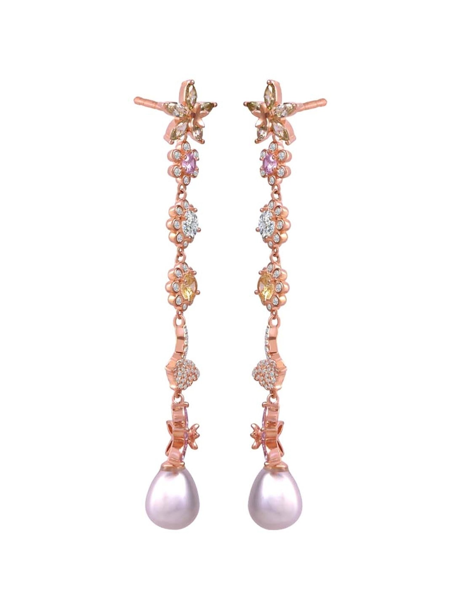 Rihi by P.C. Chandra Jewellers 92.5 Sterling Silver Butterfly Dangler Earrings for Women & Girls