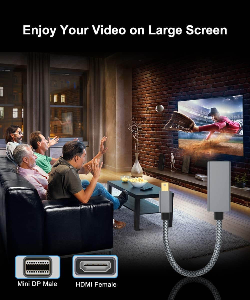 Mini DisplayPort to HDMI Adapter (2 Pack)4K 60Hz Mini DP MDP Male to HDMI 2.0 Female Converter(Thunderbolt 2 Compatible) for Mac MacBook Air 2017Microsoft Surface Book Pro 3 4 5 6Thinkpad