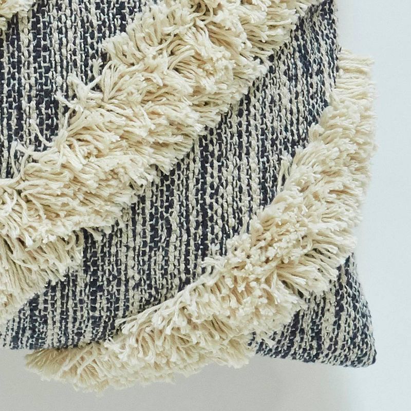 20"x20" Tufted Striped Diagonal Patterned Square Throw Pillow Blue - Patina Vie