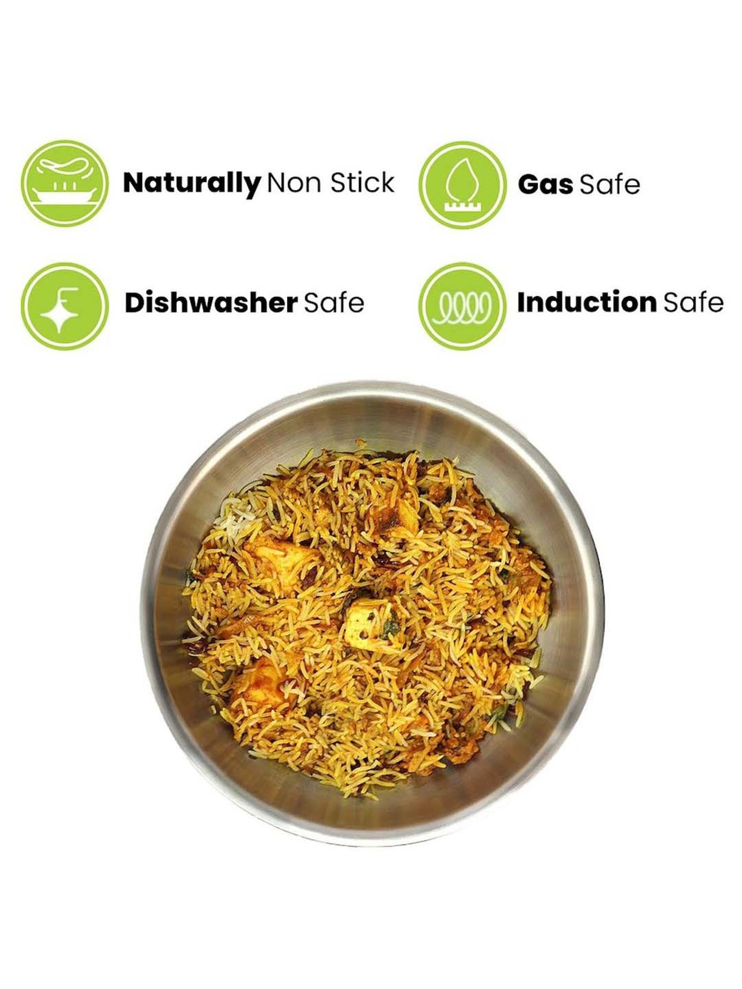 ALLO Silver Stainless Steel 24 cm Induction Friendly Triply Tasla (2.7 L)