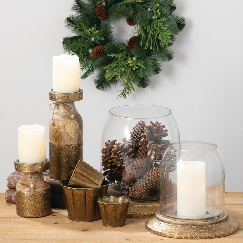 Melrose Set of 6 Rustic Black Hanging Large Tea Light Candle Holders 21"