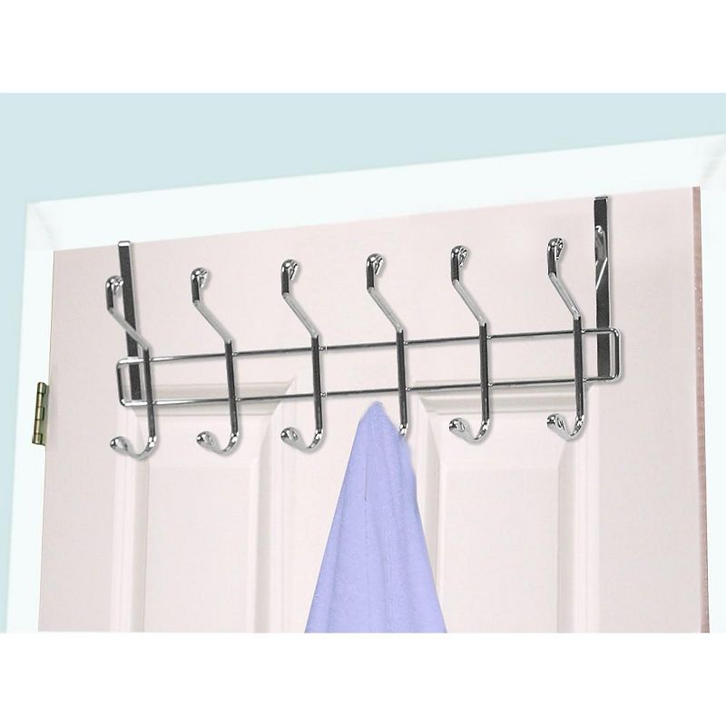 Home Basics Chrome Plated Steel Over the Door 6-Hook Hanging Rack