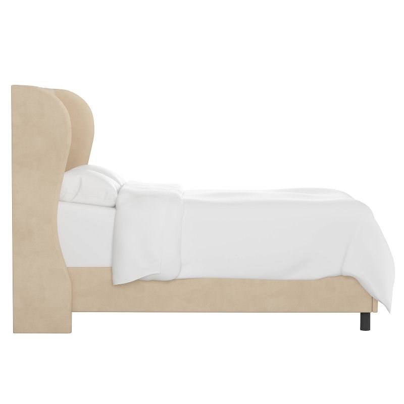 Full Tufted Wingback Bed Velvet Pearl - Skyline Furniture