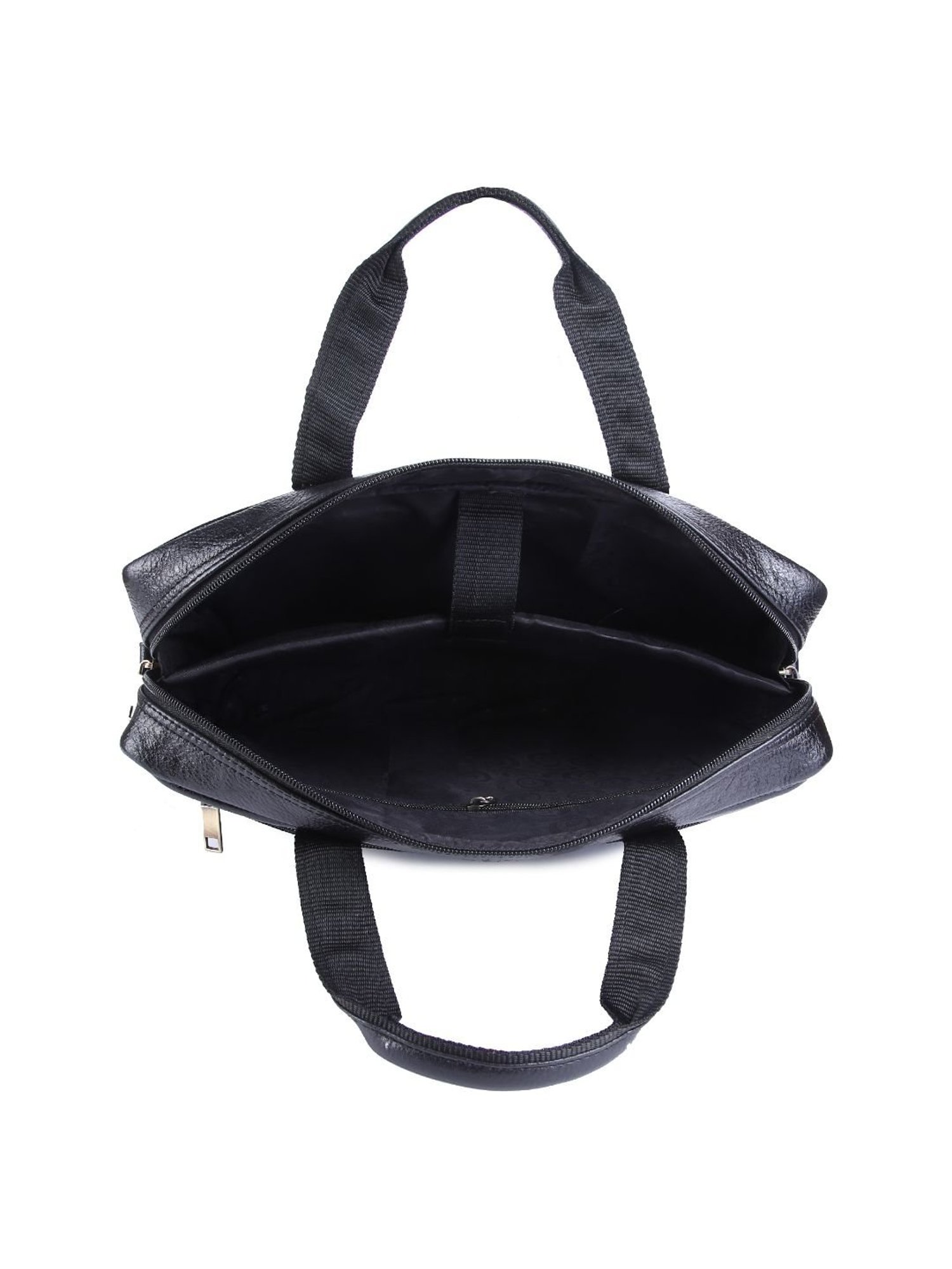 HiLEDER 100% Pure Genuine Leather 14.5 inch Office Laptop Messenger Satchel Travel Bag, Black