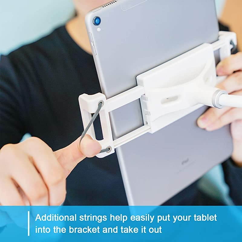 Gooseneck Tablet Holder  Tablet Stand Flexible Arm Clip Tablet Mount Compatible with iPad Mini Pro Air Switch Galaxy Tabs More 47105 Devices Gray
