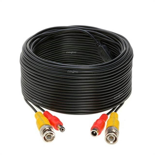 100FT Black Premade BNC Video Power Cable / Wire For Security Camera, CCTV, DVR, Surveillance System, Plug & Play (Black, 100)