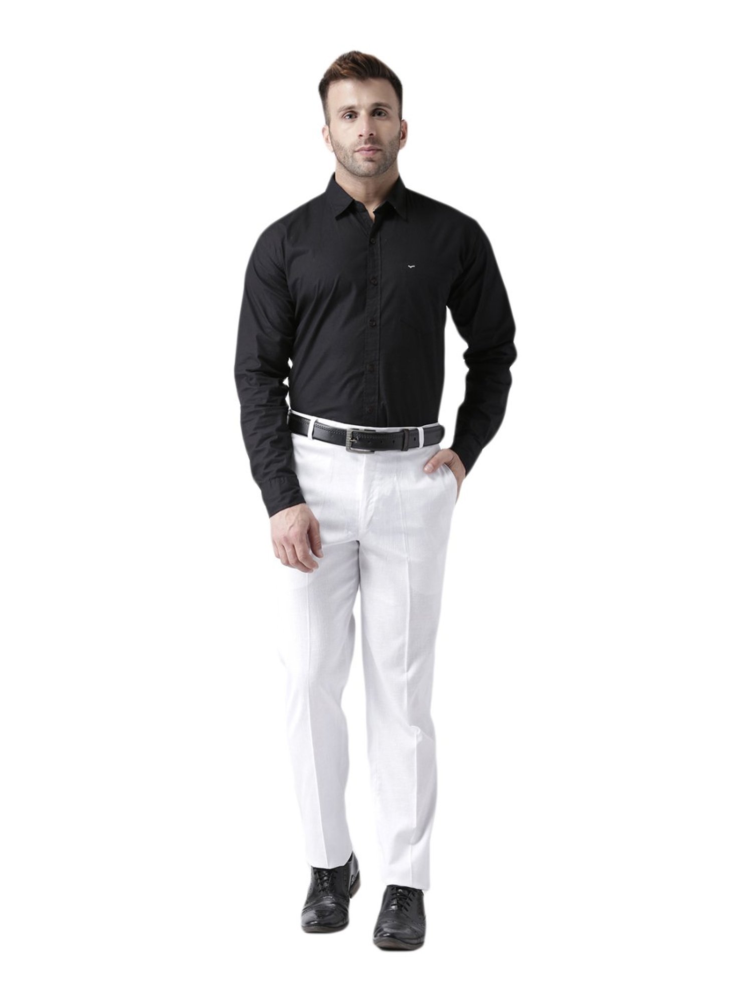 Hang Up White Regular Fit Pleated