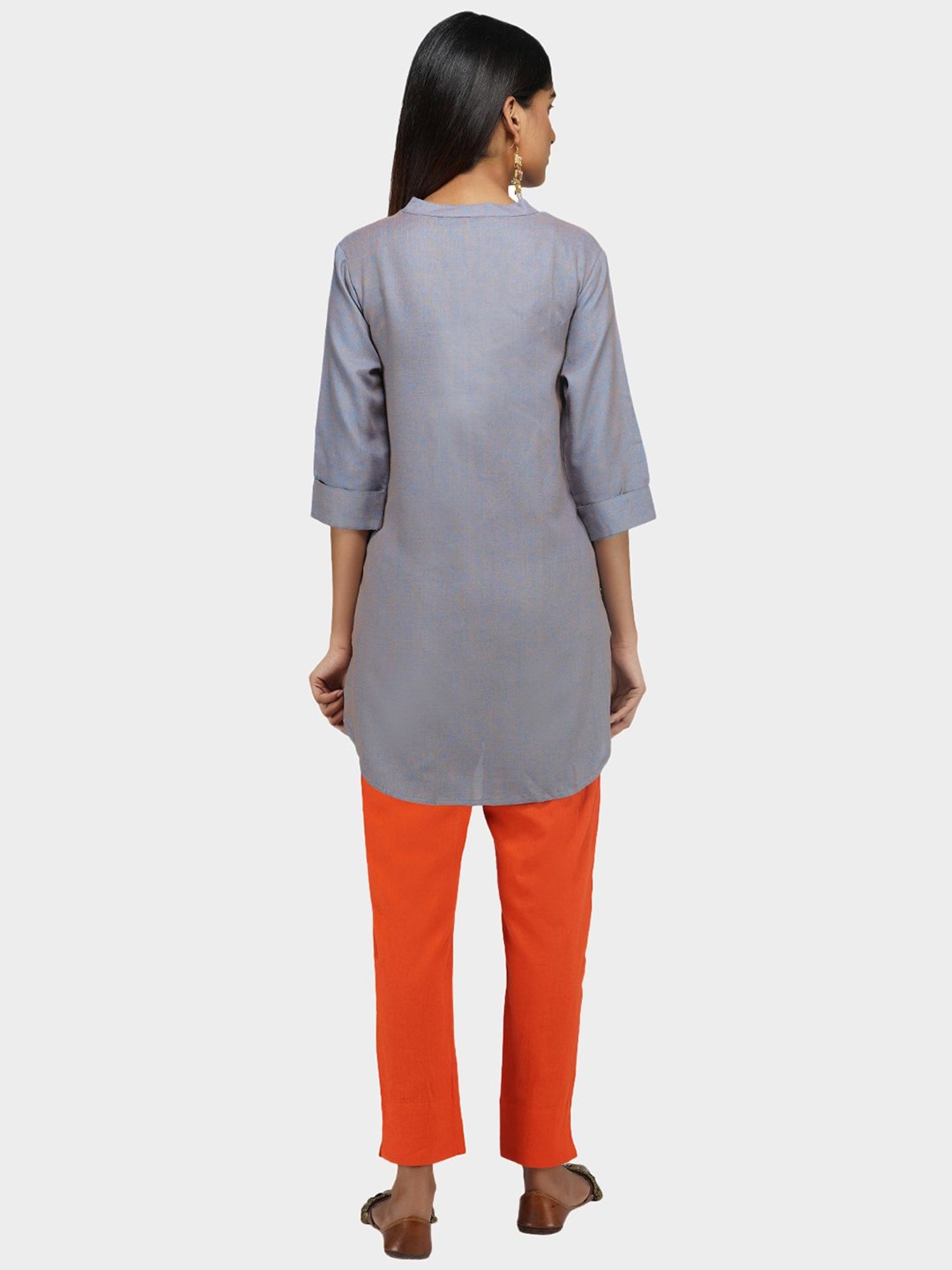 Paislei Grey Rayon Kurta