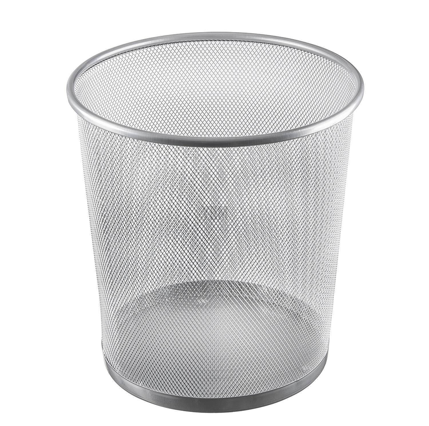 Ybmhome Steel Mesh Round Open Top Waste Basket Bin Trash Can for Office Home 2485 (1, Silver)