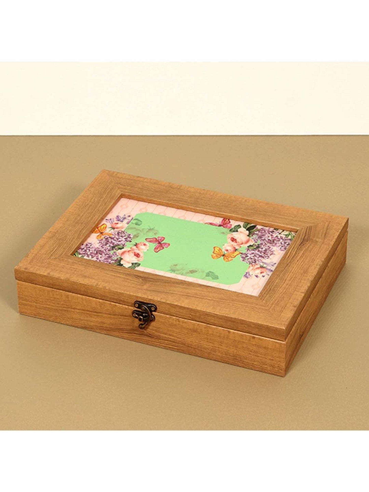 ICRAFT Groovy Mint Series Green & Beige Mdf Large Storage Box