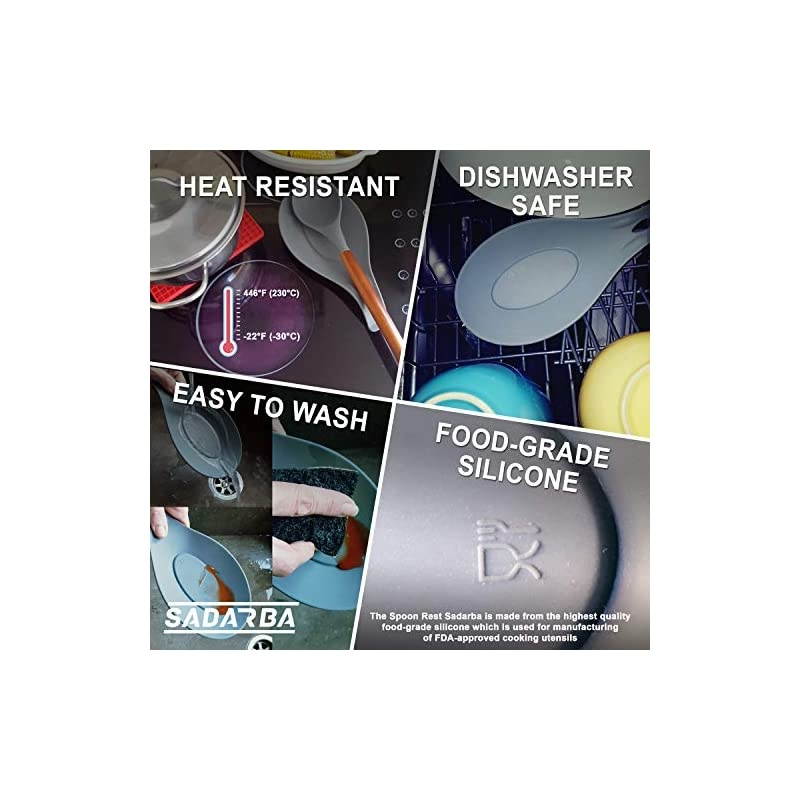 Spoon Rest &ndash; Set of 2 | HEAT RESISTANT | EASY &ndash; CLEAN Spoon Holder for Stove Top | Nonstick Sturdy Silicon Spoon Rest for Kitchen Counter | Utensil Rest | Spatula Rest - Fits Large Utensils