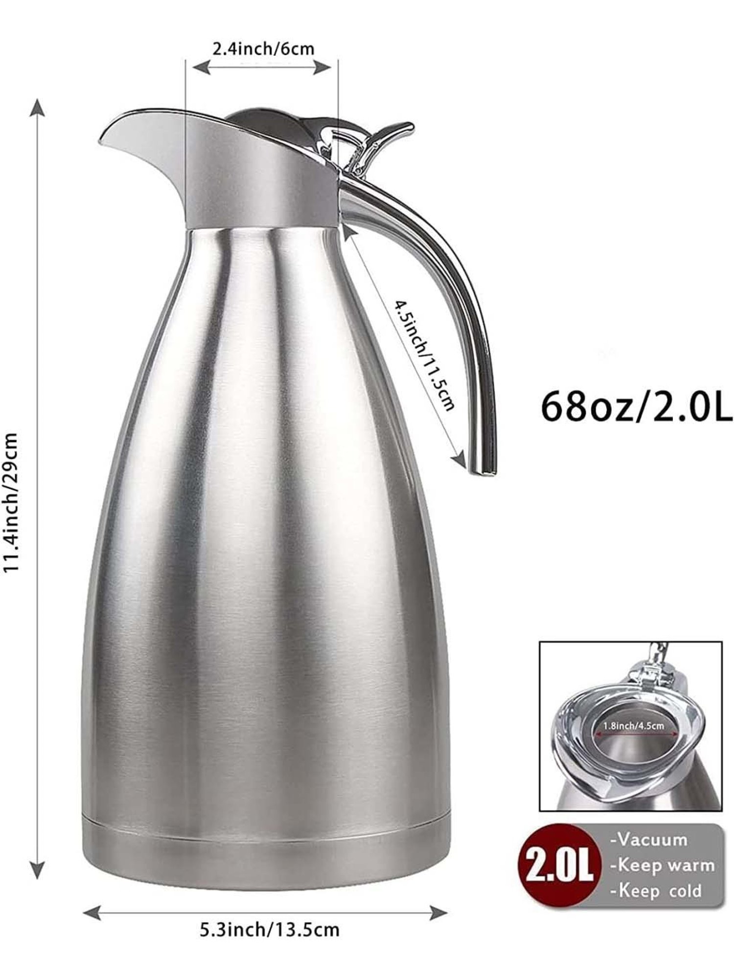 FnS Silver Stainless Steel Thermo Flask (1.2 L)