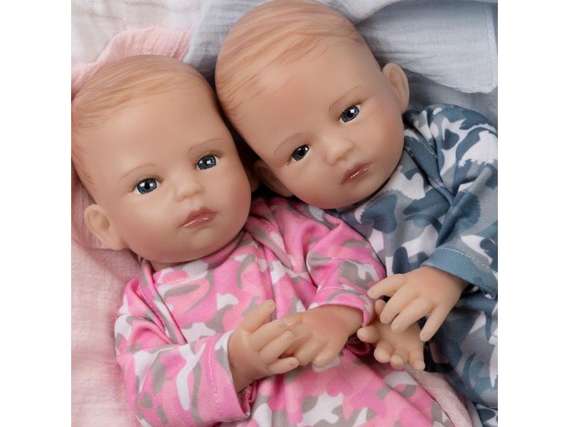 Paradise Galleries Reborn Twin Dolls - Twice Blessed, Magnetic Mouth 12 inch in SoftTouch Vinyl, 12-Piece Doll Gift Set, for kids 3+
