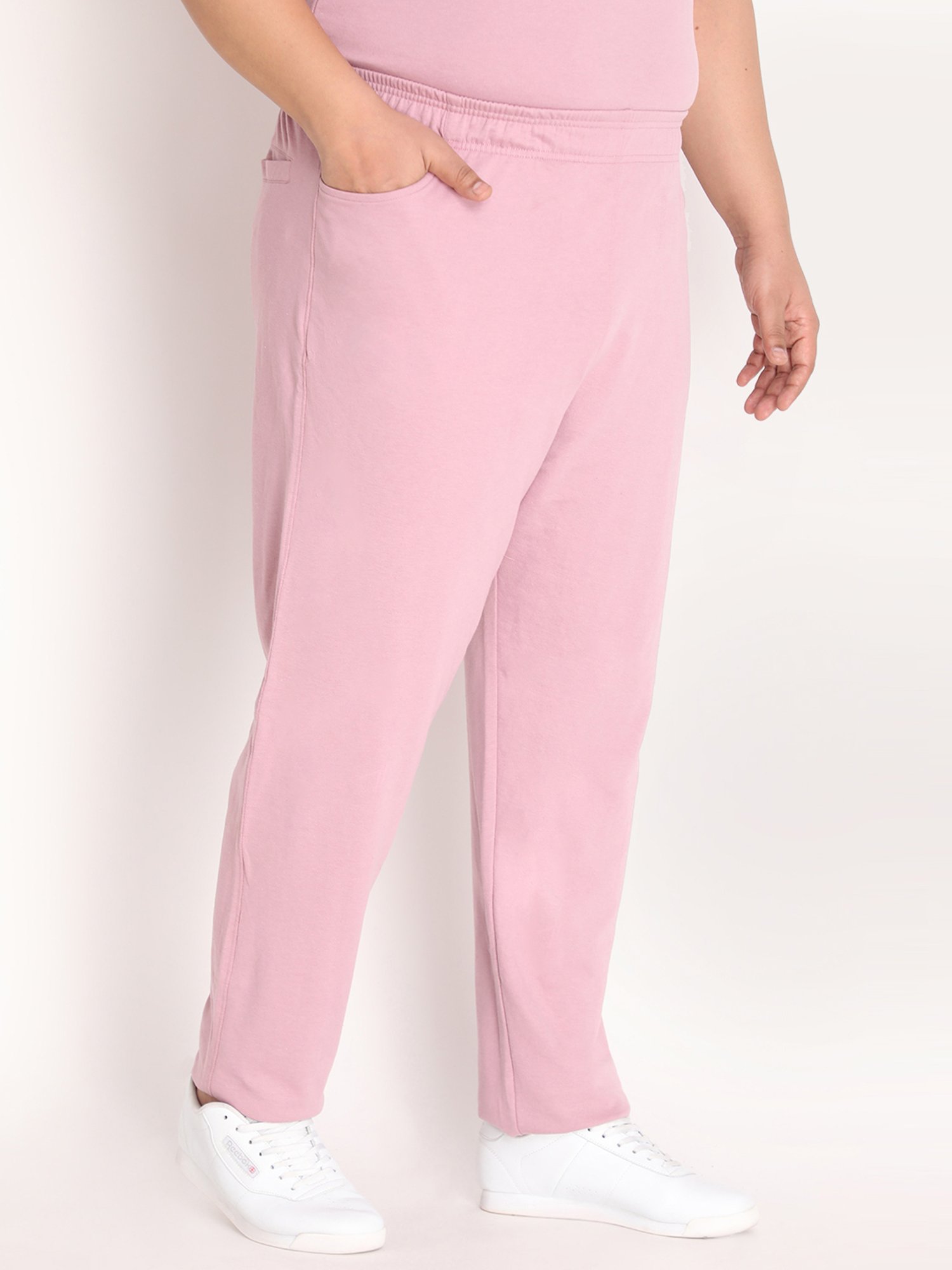 Chkokko Pastel Pink Cotton Relaxed Fit Trackpants