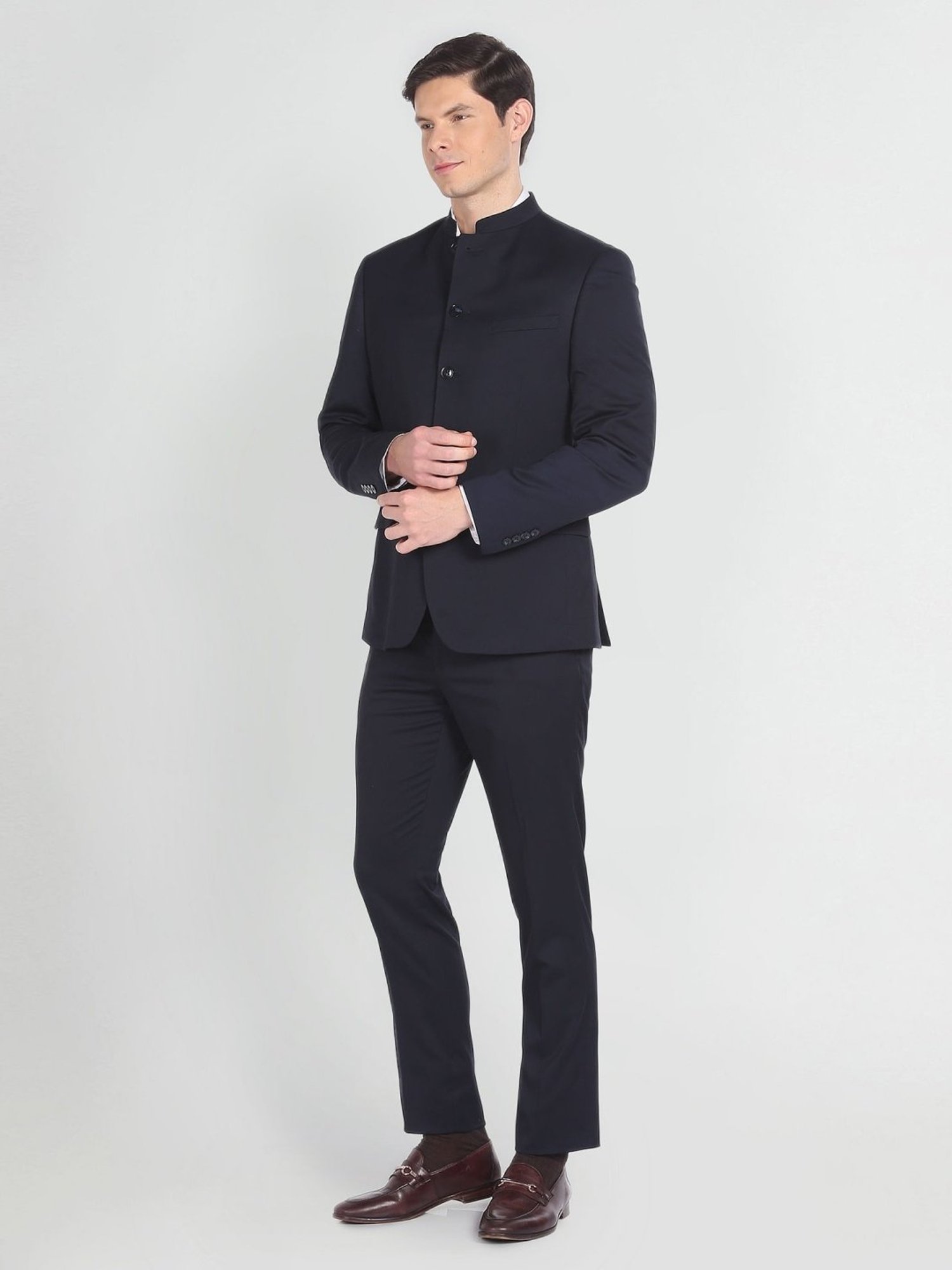 Raymond Brown  Slim Fit Printed Three Piece Suit