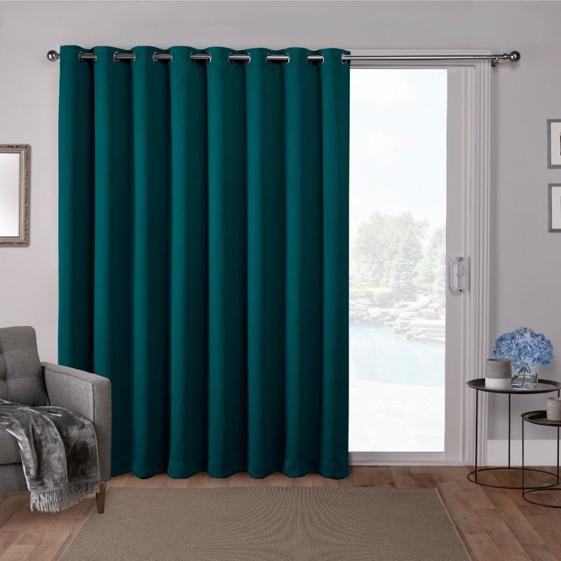 84"x100" Sateen Blackout Solid Grommet Top Extra Wide Curtain Panel Dark Teal - Exclusive Home