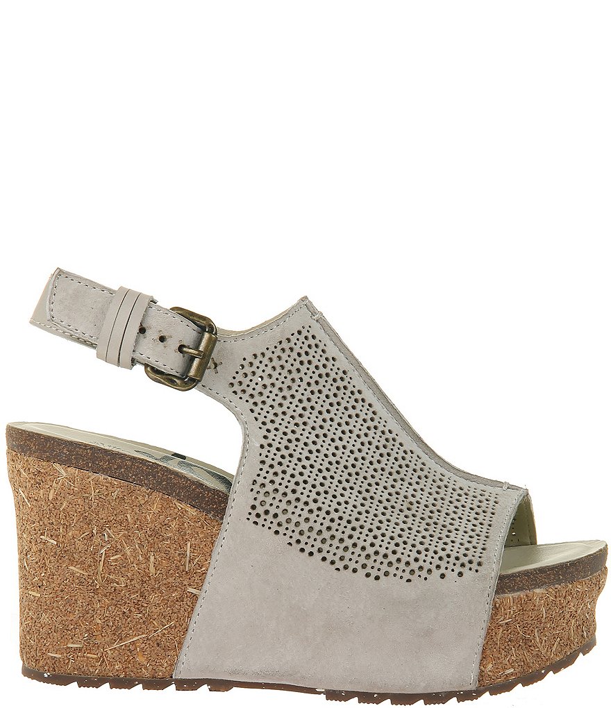 OTBT Jaunt Suede Perforated Cork Wedges