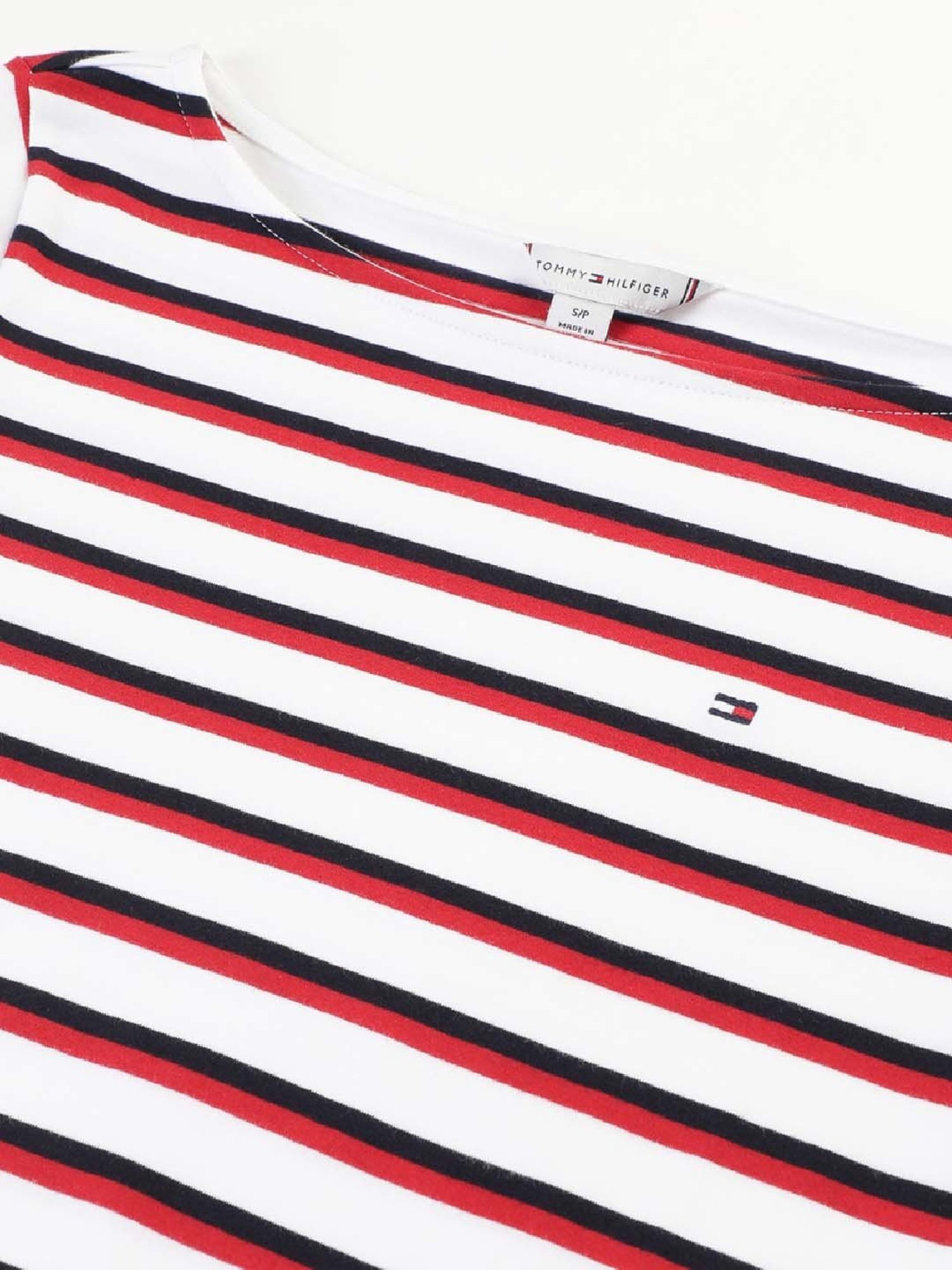 TOMMY HILFIGER White & Red Cotton Striped Top