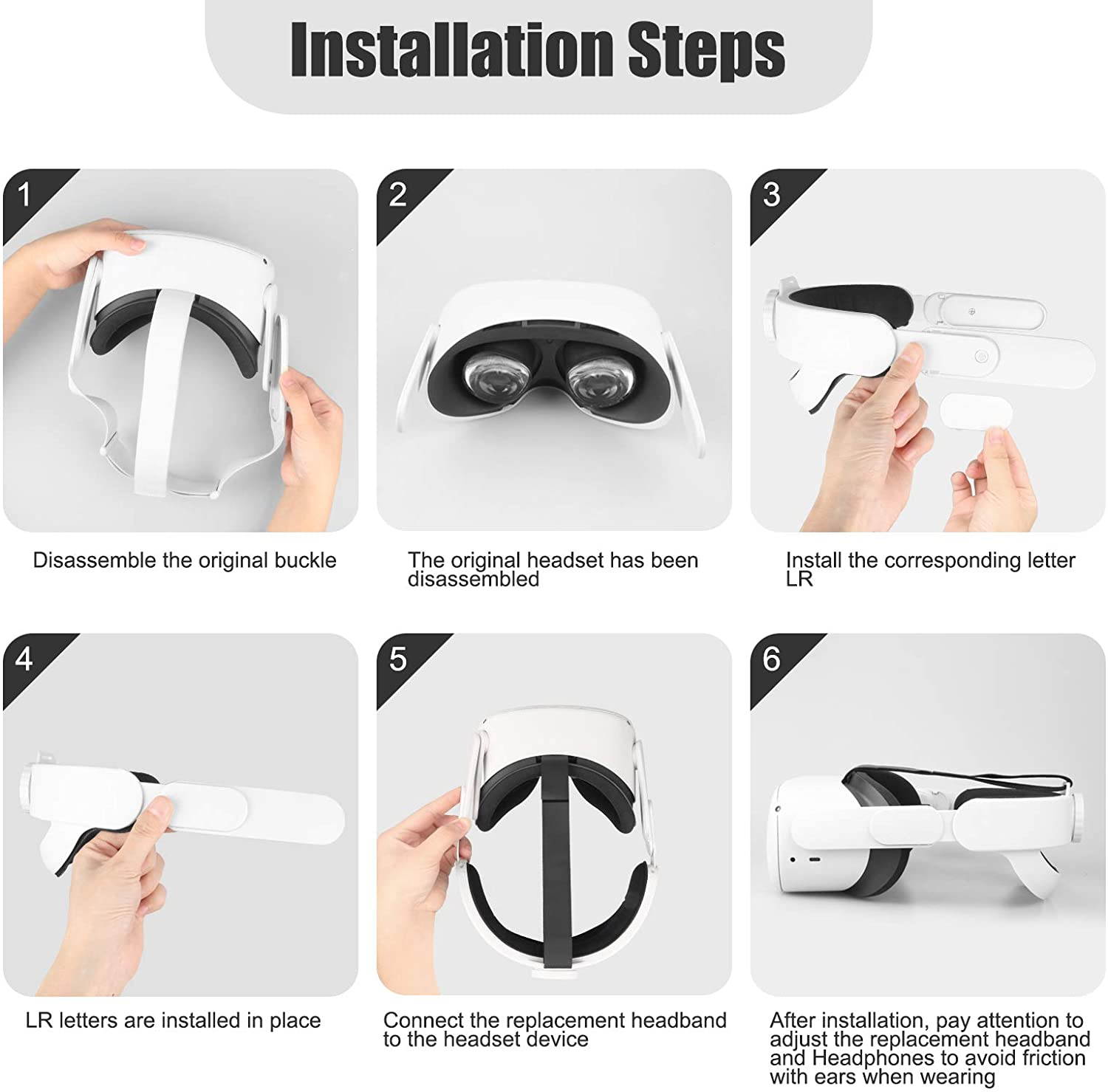 Adjustable Head Strap for Oculus Quest 2 Headband Replacement for Oculus Quest 2 Elite Strap,Enhanced Comfort and Support Oculus Quest 2 Accessories (White)