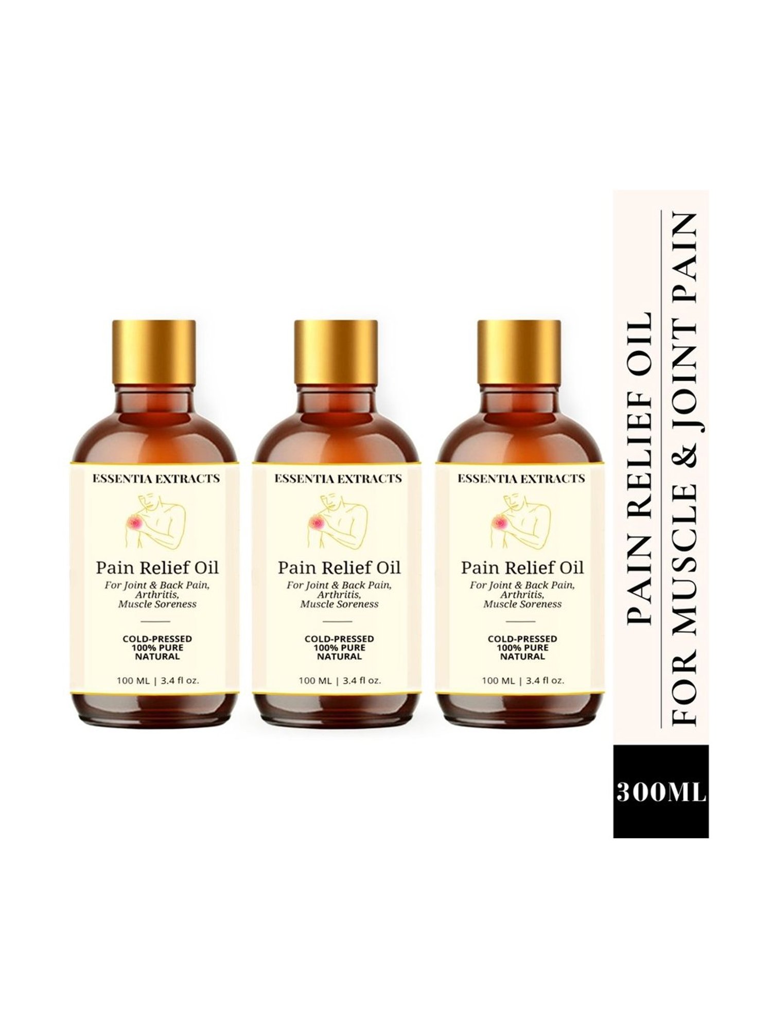 Essentia Extracts Ayurvedic Pain Relief Oil for Muscle & Joint Pain (Pack of 3) - 300 ml