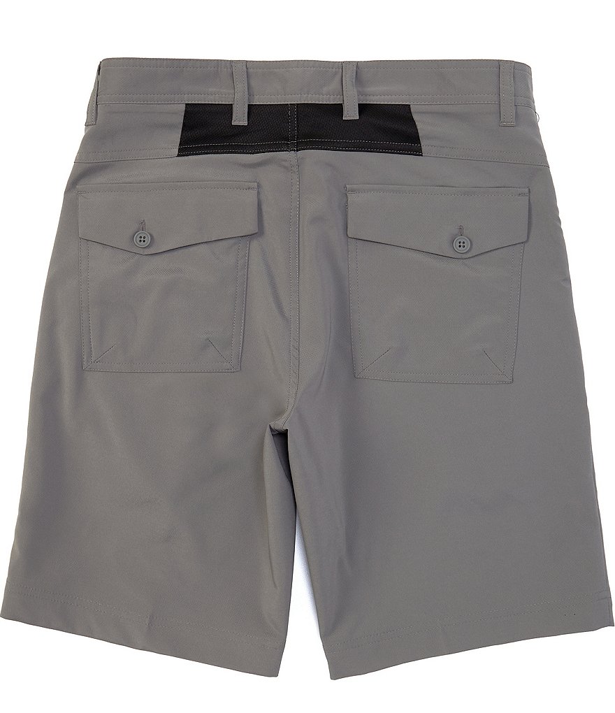 Roundtree & Yorke Big and Tall Performance 9#double; and 11#double; Inseam Flat Front Herringbone Print Shorts