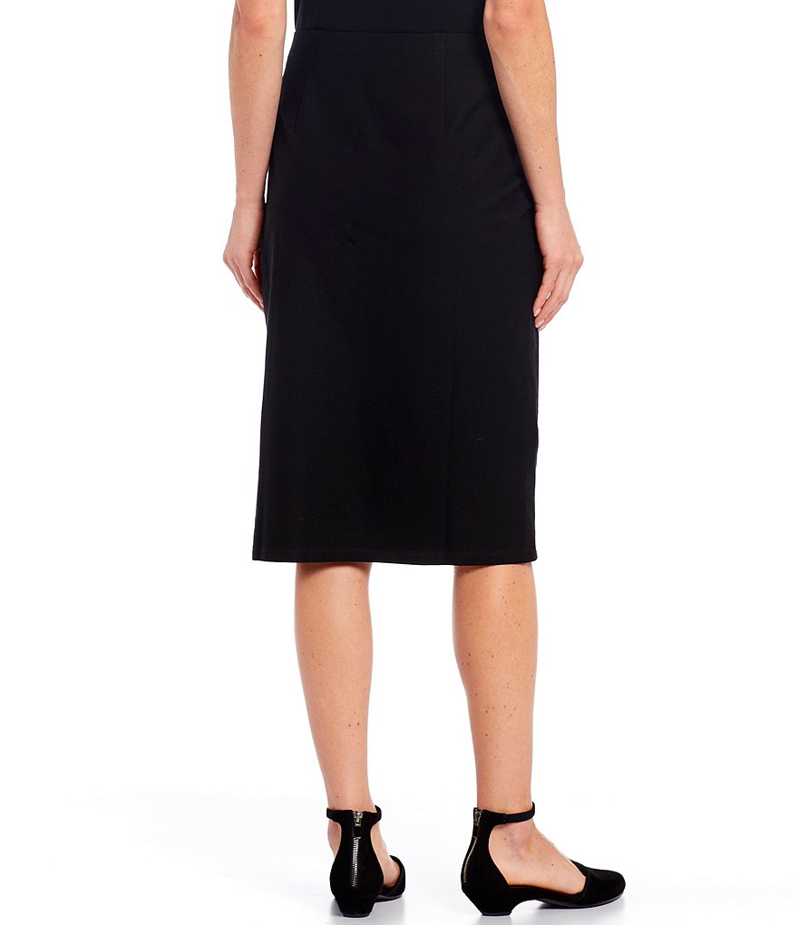Eileen Fisher Petite Size Washable Stretch Crepe High Waisted Knee Length Pencil Skirt