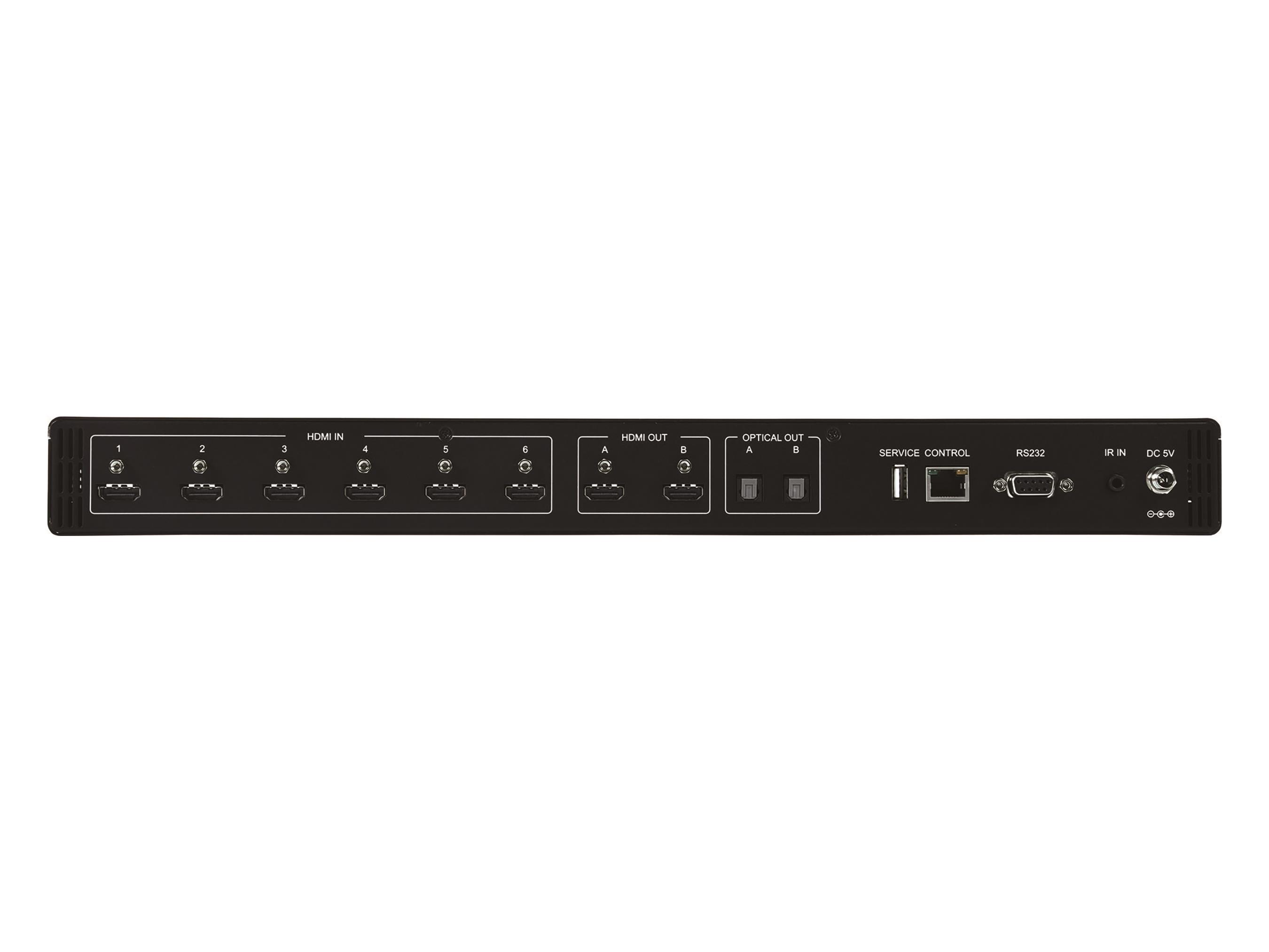 A-NeuVideo ANI-62HDRH 6X2 HDR HDCP 2.2 4k 60Hz HDMI 18G Matrix Switcher with Audio De-Embedding