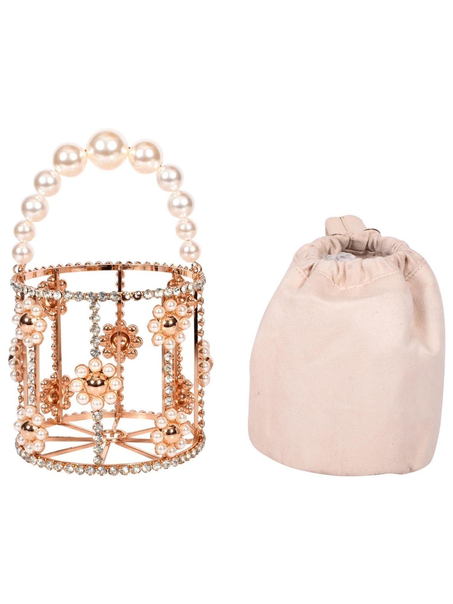 SASSORA IVORY Pink Leather Embellished Handbag