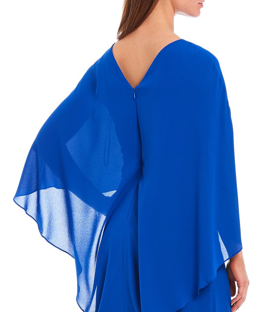 R & M Richards Faux Wrap V-Neck Embellished Waist Short Sleeve Dress