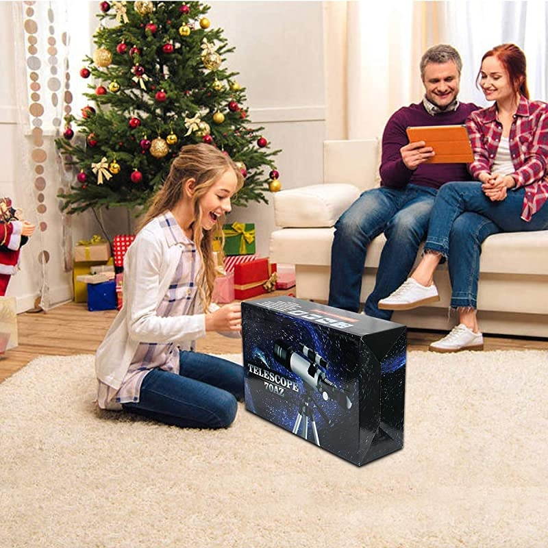 Telescope for Kids and Beginners with Backpack Smartphone Adapter Portable Astronomical Travel Telescope 70mm Refractor Great Astronomy Gift for Kids to Explore Moon Space