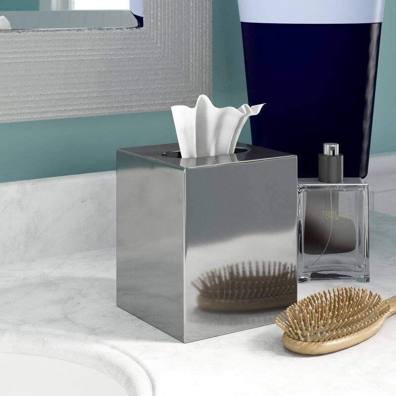 8pc Gloss Bath Accessory Set for Vanity Counter Tops Silver - Nu Steel